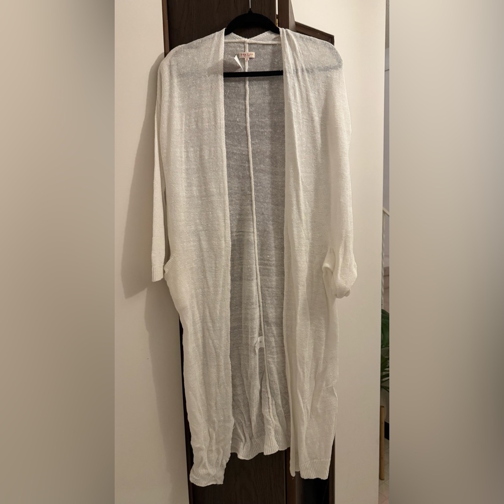 Elegant White Women's Linen Cardigan